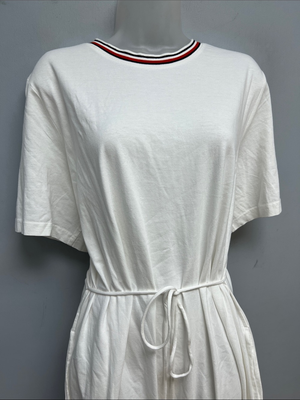 SOLD IN STORE Tommy Hilfiger Sport White Cotton T-Shirt Dress Tie Waist XL - Picture 2 of 13